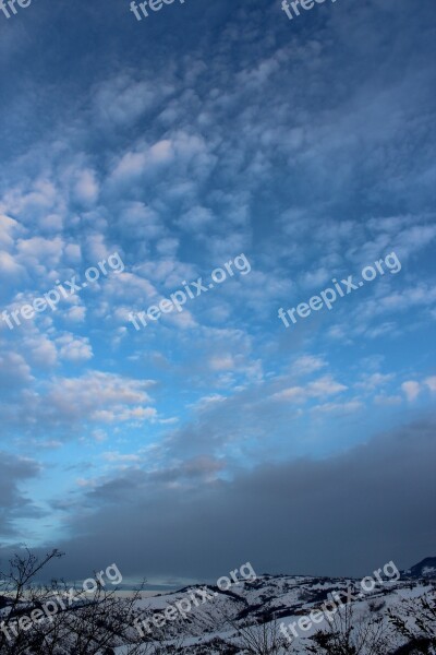 Prignano Landscape Winter Snow Layered Clouds