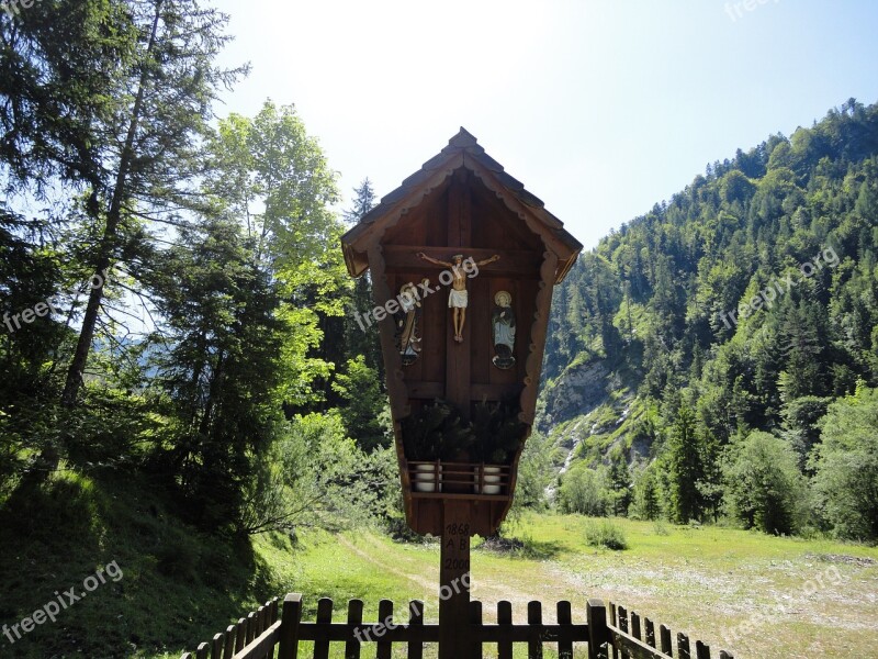 Wayside Cross Mountains Faith Catholicism Bavaria