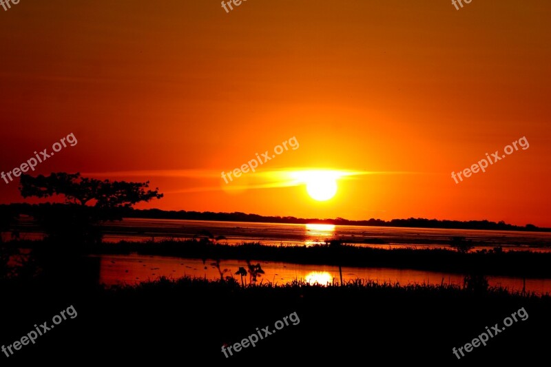 Amazonas Sunset Amazon River Brazil Free Photos