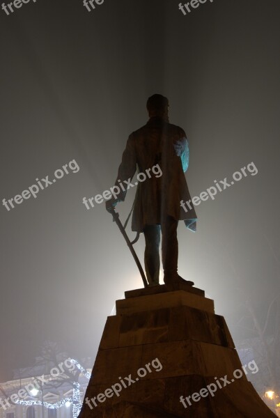 Statue Monument Statue Of Lajos Kossuth At Night Lights