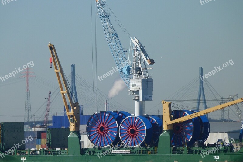 Load Crane Harbour Crane Hefankraene Port Hamburg