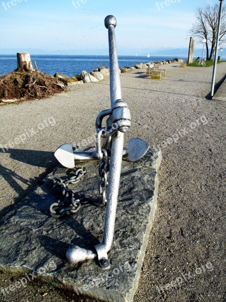 Promenade Lakeside Lake Constance Ship Anchor Iron