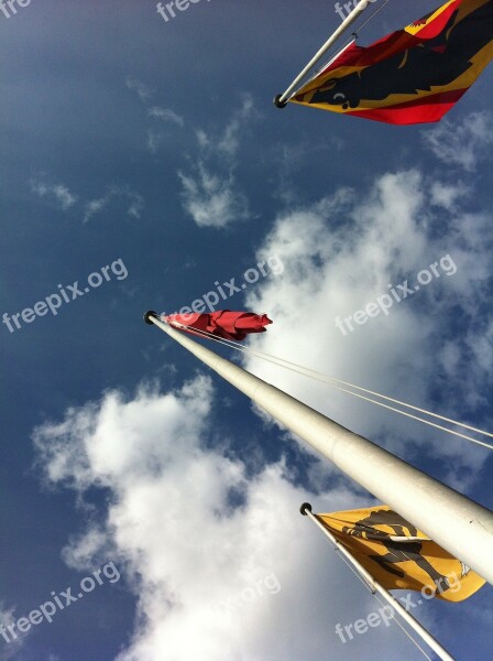 Flags Flag Poles Switzerland Bern Sky