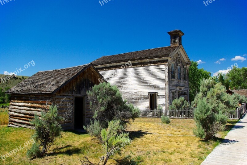 Combined Lodge And Schoolhouse Montana Bannack Ghost Town Old West