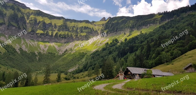 Alm Meadow Mountains Alpine Hut Austria