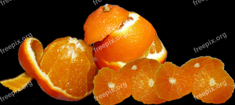 Fruit Tangerines Citrus Peeled Sliced