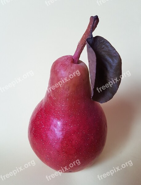 Pear Fruit Still Life Dry Leaf Closeup