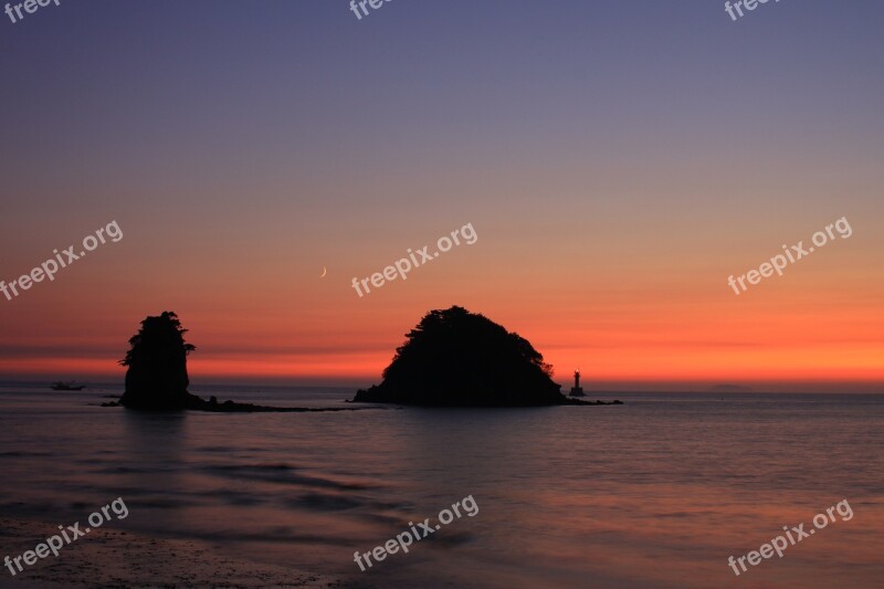 Glow Sea Sunset Twilight Beach