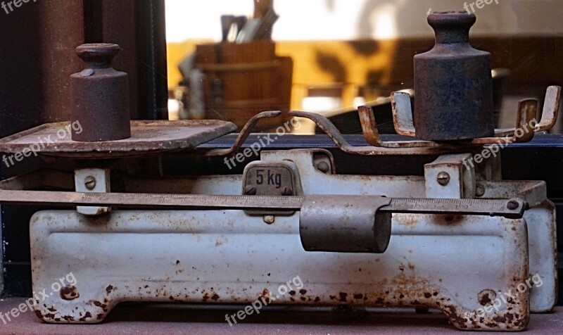 Horizontal Old Rusted Weigh Pan