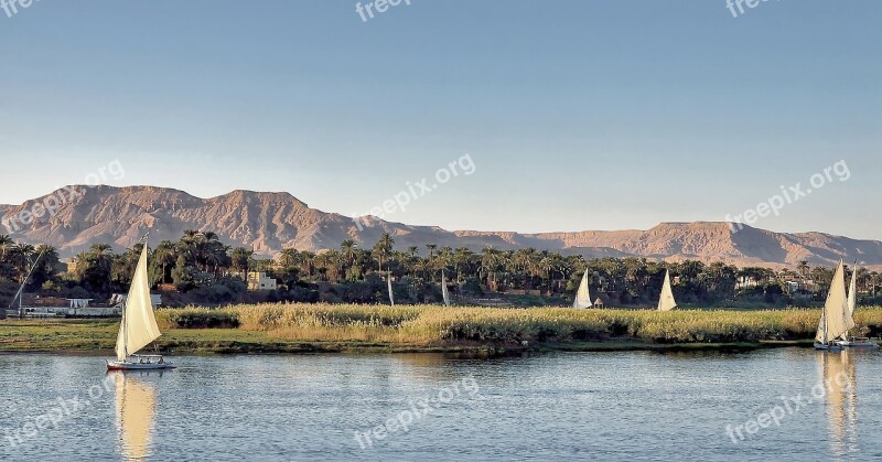 Egypt Nile Luxor Felucca Sailing Boats