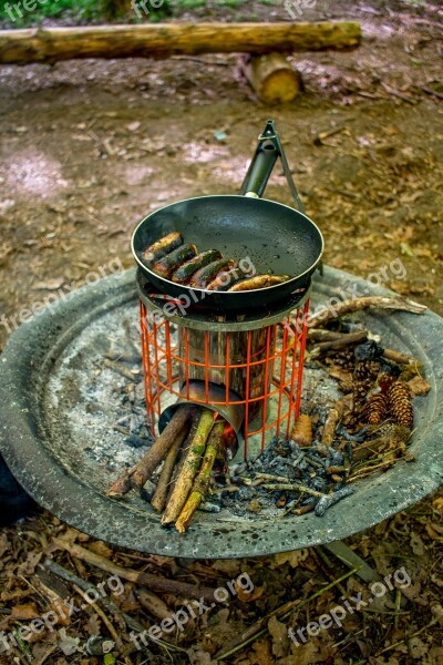 Camping Fire Campfire Pan Sausage