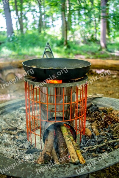 Camping Fire Campfire Pan Sausage