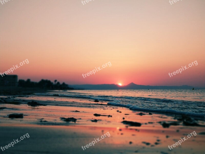 Sunset On The Beach Sea Beach Sky Sun