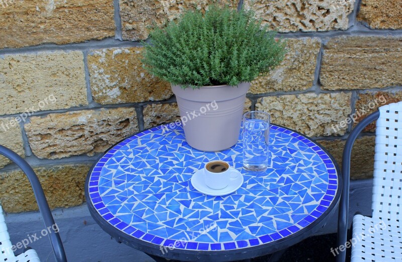 Greek Coffee Blue Table Thyme Culinary Herbs Plant