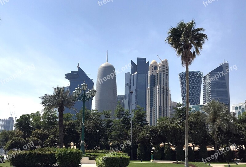 Doha Skyline Qatar Skyscrapers Modern