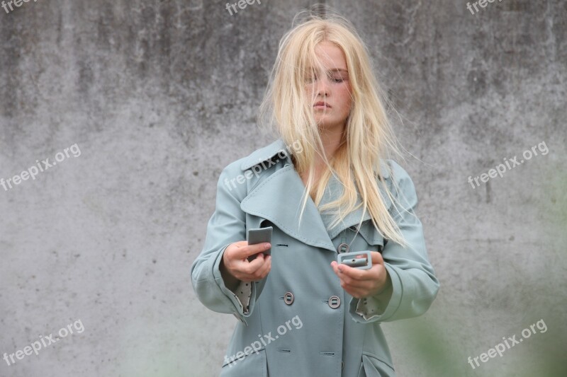 Young Girl Stylish Blonde Jacket Fashion