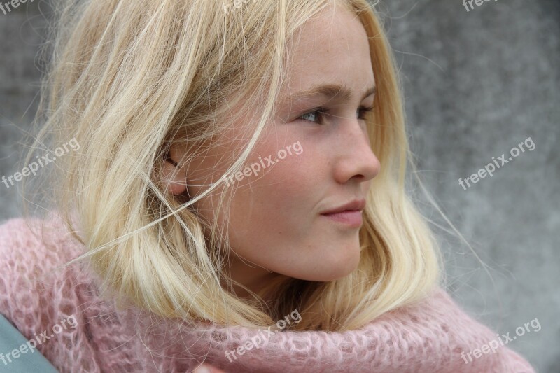 Young Girl Stylish Blonde Jacket Pink