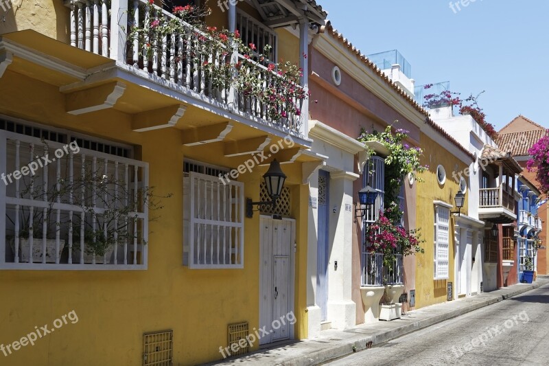 Colombia Cartagena Historic Center Colonial Style Architecture