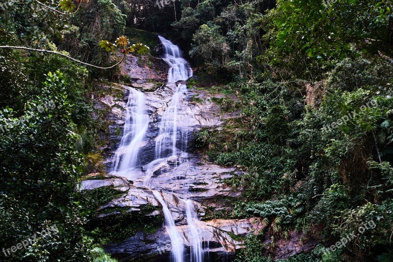 Rio De Janeiro Brazil Rainforest Waterfall Tropical