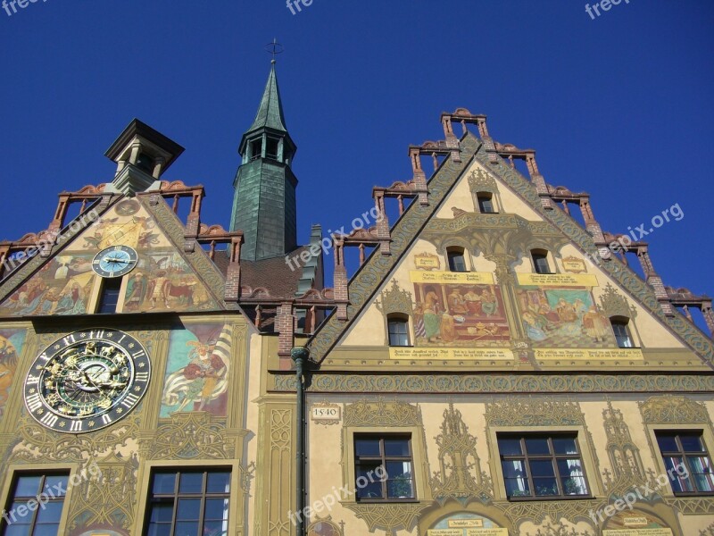 Town Hall Ulm Facade Painting Frescoes