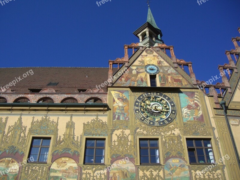 Town Hall Ulm Facade Painting Frescoes