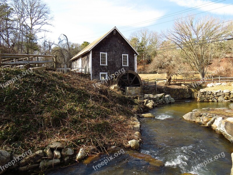 Grist Mill Water Wheel Countryside Brewster Cape Cod