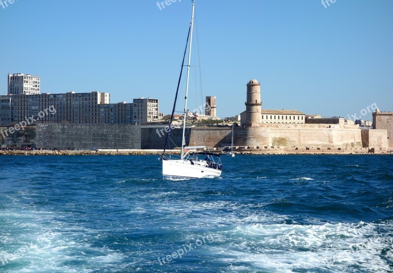 Marseille Port Mediterranean Boat Wave