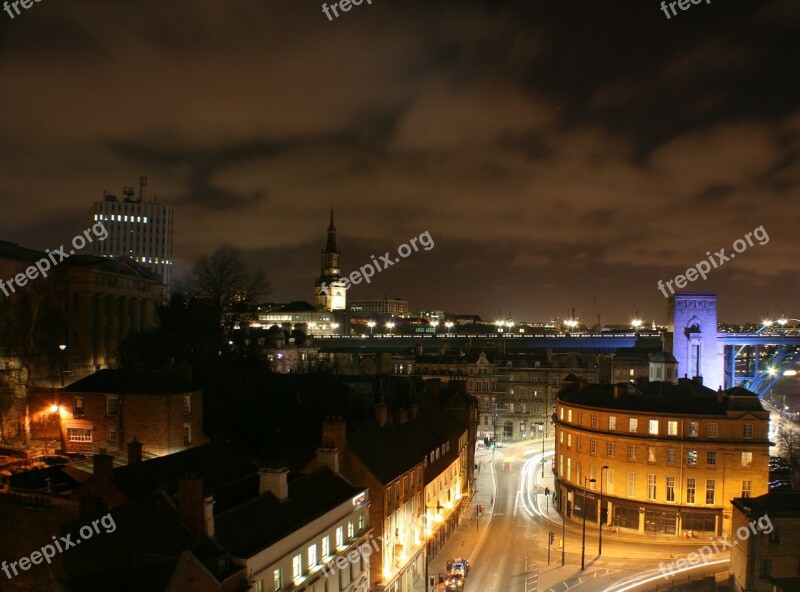 Newcastle City Night Skyline Clouds