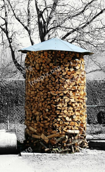 Wood Firewood Stack Shock Stock