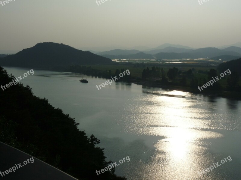 Sunset River Evening Glow In The Evening Free Photos