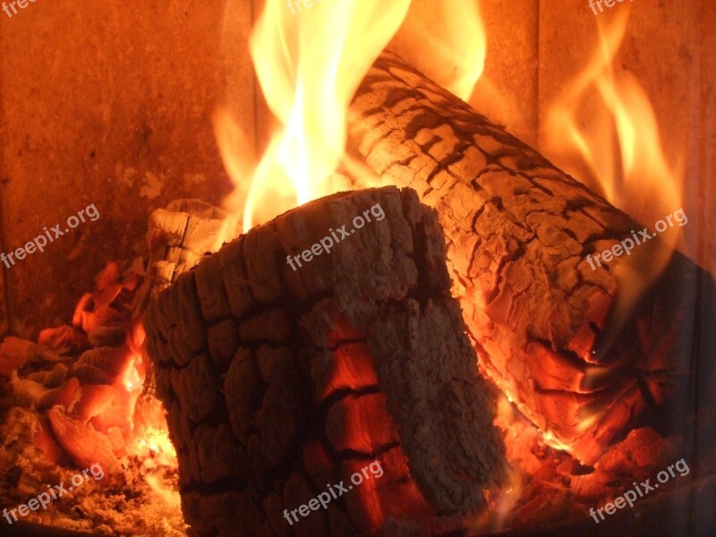 Fire Flame Log Fire Close Up Free Photos