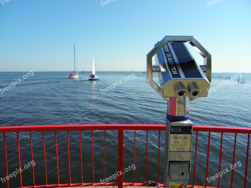 Stettiner Haff Lake Harbour Mouth Telescope Observation Deck