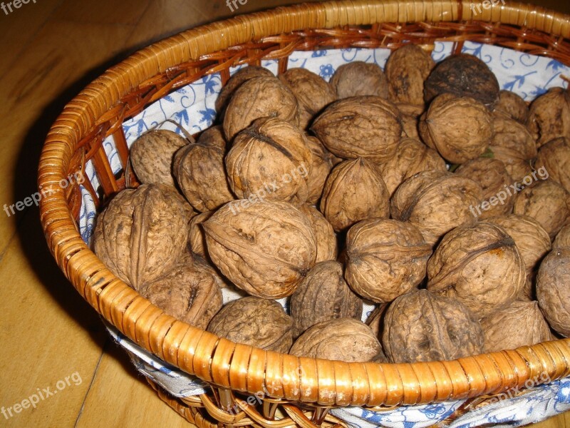 Walnuts In The Basket Nuts Healthy Health Free Photos