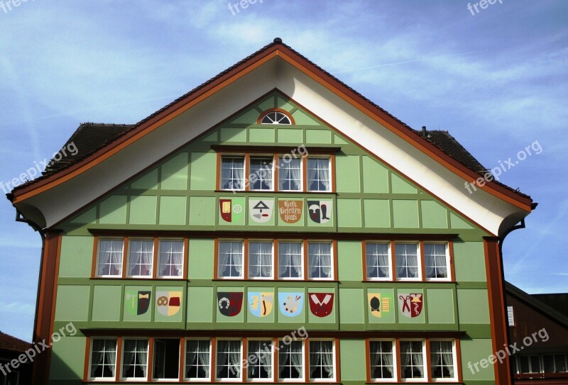 Building Appenzell House Typical Kath Fellows Home Façade Coat Of Arms