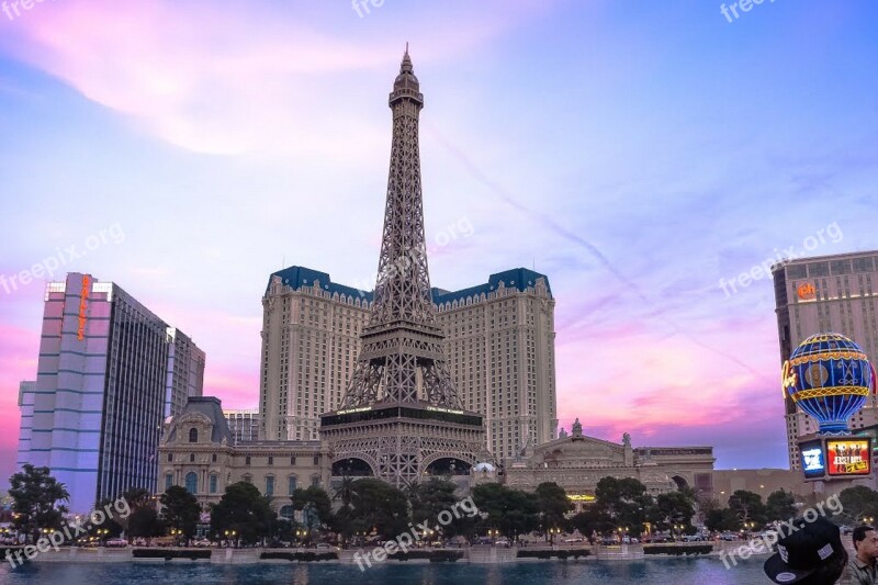 Sunset Paris Las Vegas Tour Eiffel Fake La Tour Eiffel