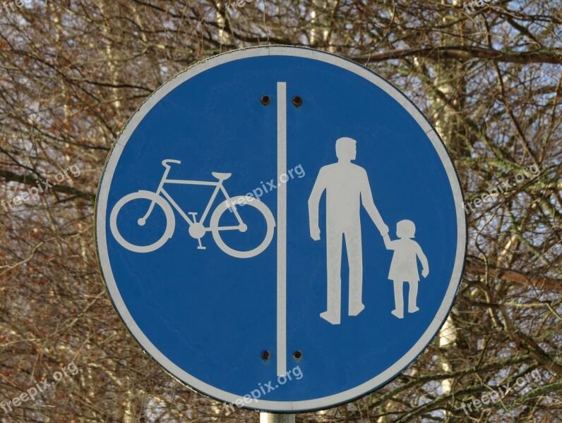 Road Sign Cycle Path Walkway Blue Free Photos