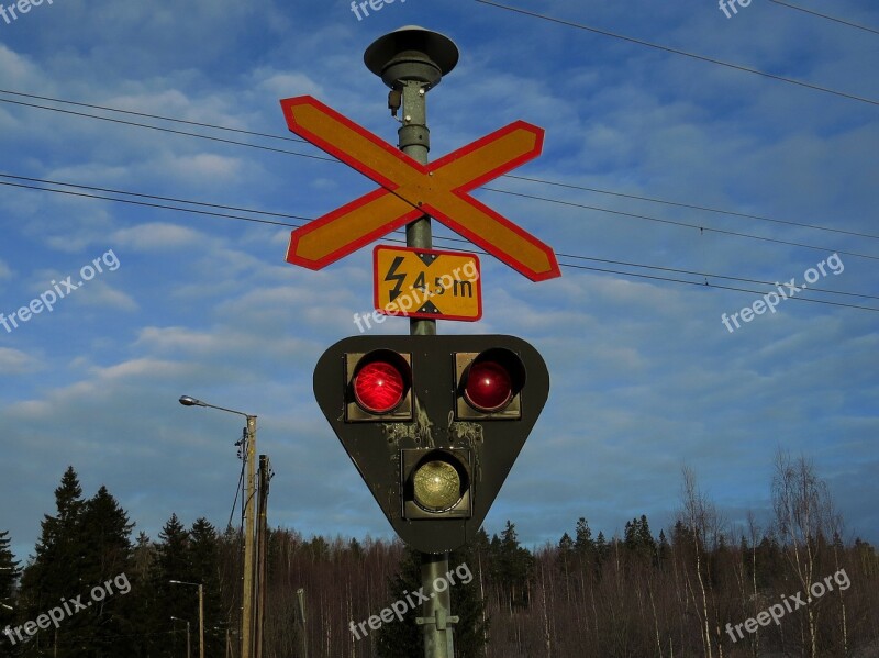 Grade Crossing Light Red Road Sign Free Photos