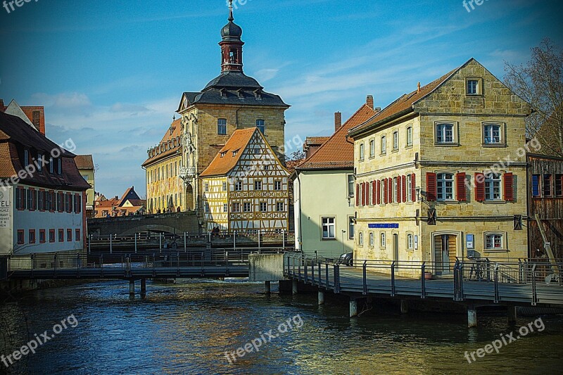 Bamberg City View River Bridge Church