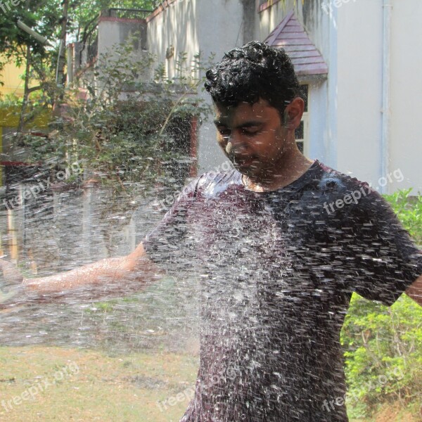 Boy Fun Water Amusement Enjoying Dharwad