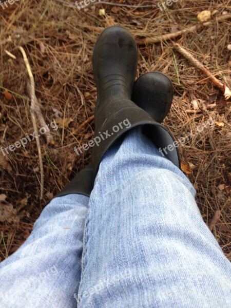 Boots Legs Wellingtons Jeans Waiting