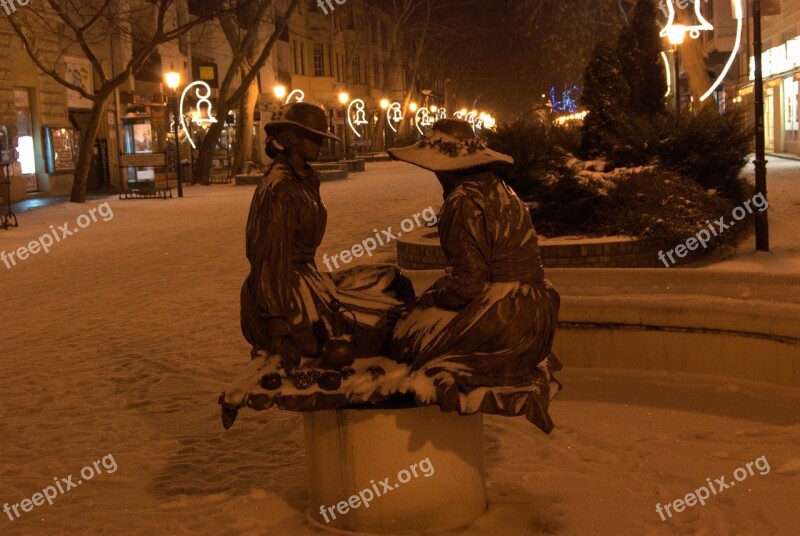 Békéscsaba Street Winter Snow Statue