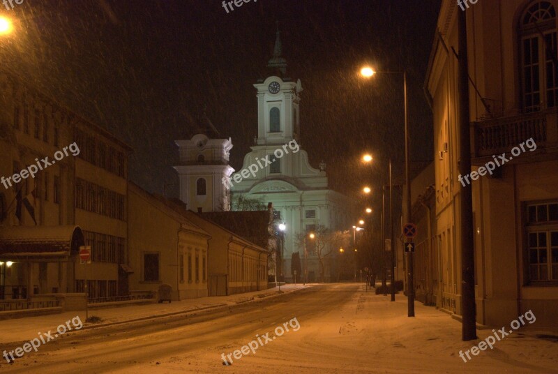 Church Békéscsaba Evangelical Church Snow Winter