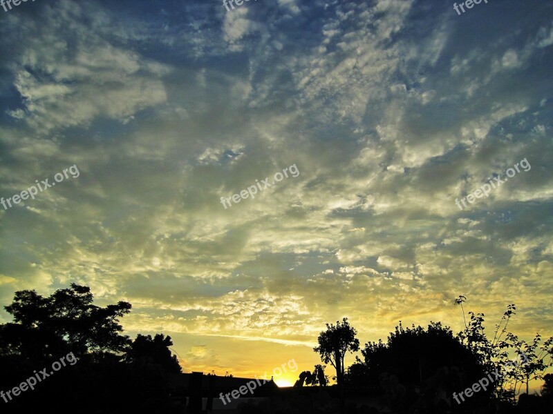 Sky Sunset Glow Clouds Spread