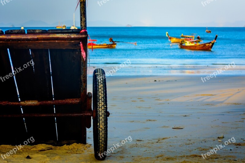 Cart Wheel Sand Beach Blue