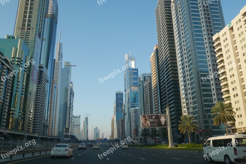 Road Skyscrapers Skyscraper Dubai Sheikh Zayed Road