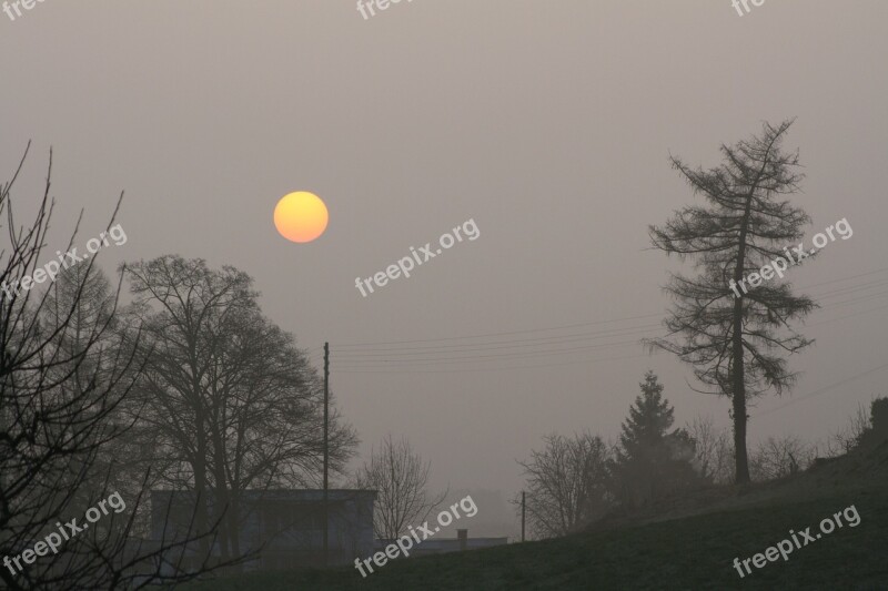 Sunrise Morning Sun Sun Landscape Fog