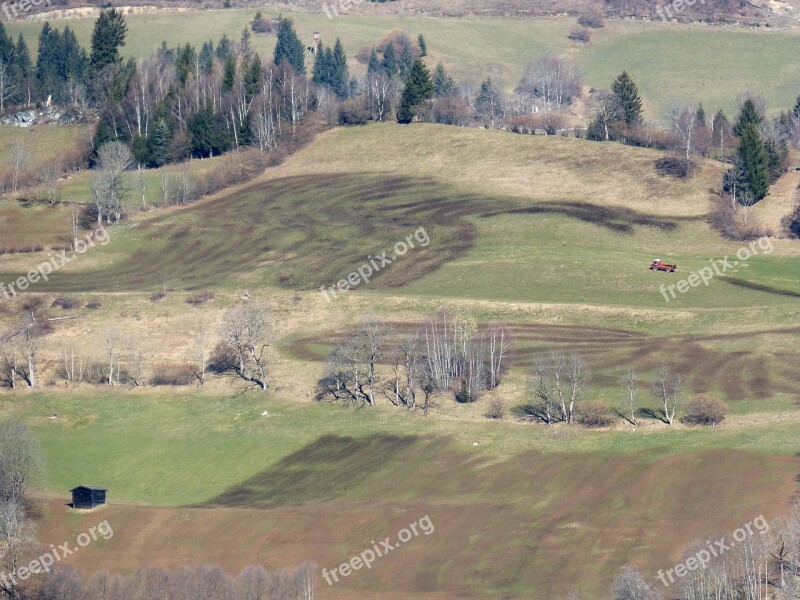 Mountainside Fertilization Landscape Painter Free Photos