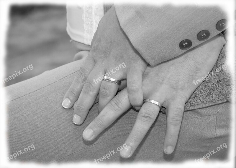 Wedding Rings Rings Black White Wedding Hands