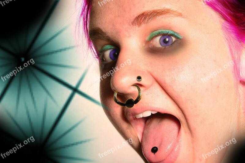 Girl Tongue Piercing Stick Out Tongue Puberty