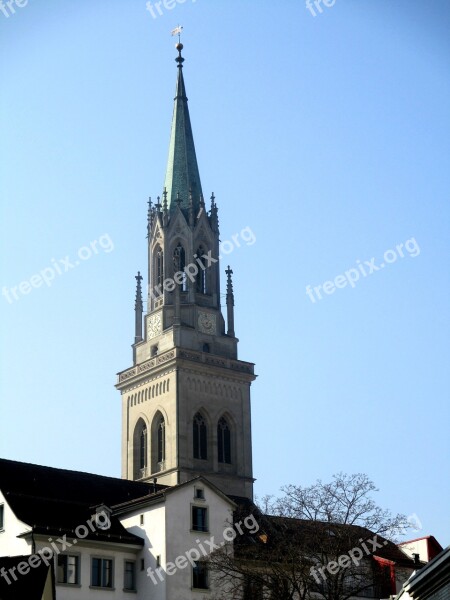 Architecture Church Of St Laurenzen Steeple Spire St Gallen